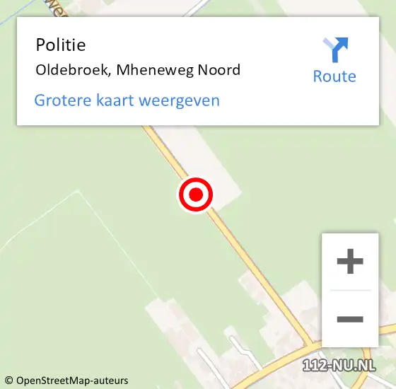 Locatie op kaart van de 112 melding: Politie Oldebroek, Mheneweg Noord op 24 september 2020 14:56