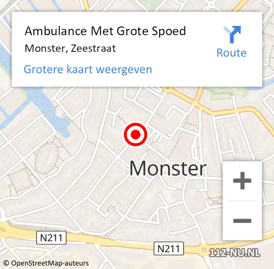 Locatie op kaart van de 112 melding: Ambulance Met Grote Spoed Naar Monster, Zeestraat op 24 september 2020 15:08
