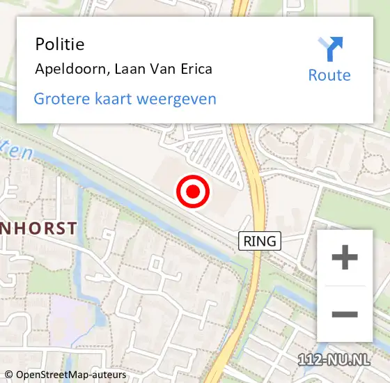 Locatie op kaart van de 112 melding: Politie Apeldoorn, Laan Van Erica op 24 september 2020 15:40