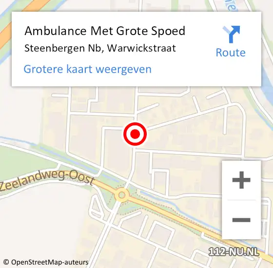 Locatie op kaart van de 112 melding: Ambulance Met Grote Spoed Naar Steenbergen Nb, Warwickstraat op 24 september 2020 15:46