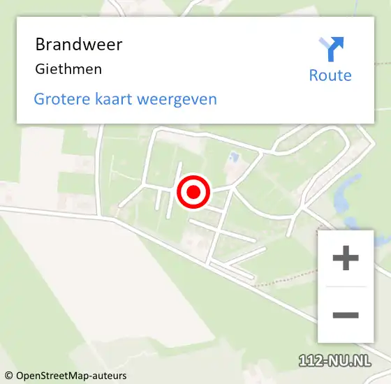 Locatie op kaart van de 112 melding: Brandweer Giethmen op 24 september 2020 16:03