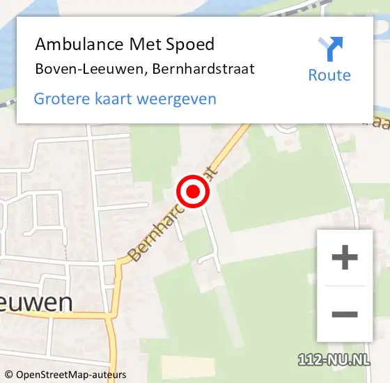 Locatie op kaart van de 112 melding: Ambulance Met Spoed Naar Boven-Leeuwen, Bernhardstraat op 24 september 2020 16:13