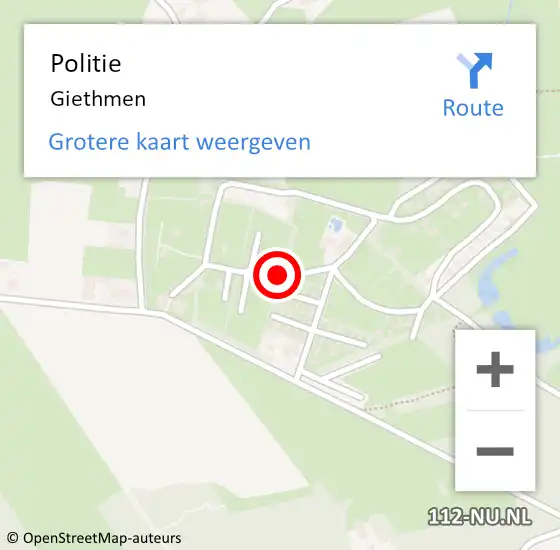 Locatie op kaart van de 112 melding: Politie Giethmen op 24 september 2020 16:15