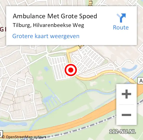 Locatie op kaart van de 112 melding: Ambulance Met Grote Spoed Naar Tilburg, Hilvarenbeekse Weg op 24 september 2020 16:17