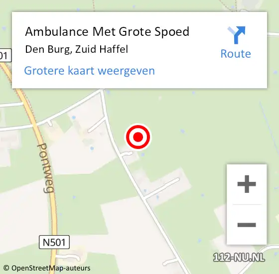 Locatie op kaart van de 112 melding: Ambulance Met Grote Spoed Naar Den Burg, Zuid Haffel op 24 september 2020 16:23