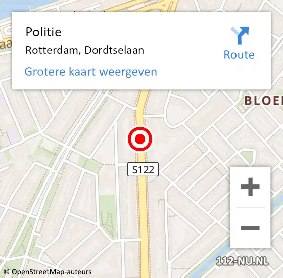 Locatie op kaart van de 112 melding: Politie Rotterdam, Dordtselaan op 24 september 2020 16:56