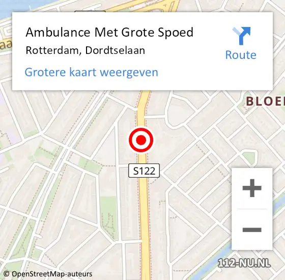 Locatie op kaart van de 112 melding: Ambulance Met Grote Spoed Naar Rotterdam, Dordtselaan op 24 september 2020 17:08