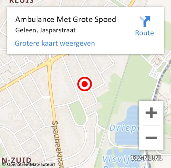 Locatie op kaart van de 112 melding: Ambulance Met Grote Spoed Naar Geleen, Jasparstraat op 20 mei 2014 01:18