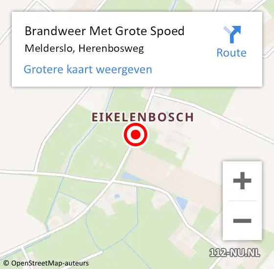 Locatie op kaart van de 112 melding: Brandweer Met Grote Spoed Naar Melderslo, Herenbosweg op 24 september 2020 19:22