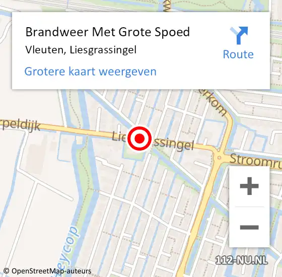 Locatie op kaart van de 112 melding: Brandweer Met Grote Spoed Naar Vleuten, Liesgrassingel op 24 september 2020 19:38