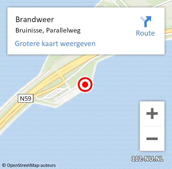 Locatie op kaart van de 112 melding: Brandweer Bruinisse, Parallelweg op 24 september 2020 19:43