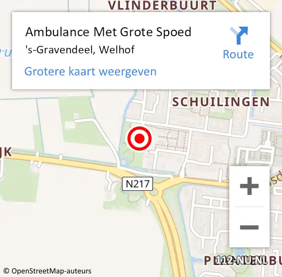 Locatie op kaart van de 112 melding: Ambulance Met Grote Spoed Naar 's-Gravendeel, Welhof op 24 september 2020 20:08