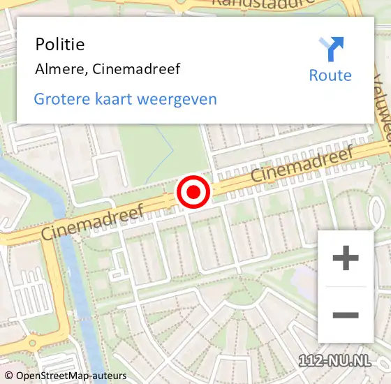 Locatie op kaart van de 112 melding: Politie Almere, Cinemadreef op 24 september 2020 20:23