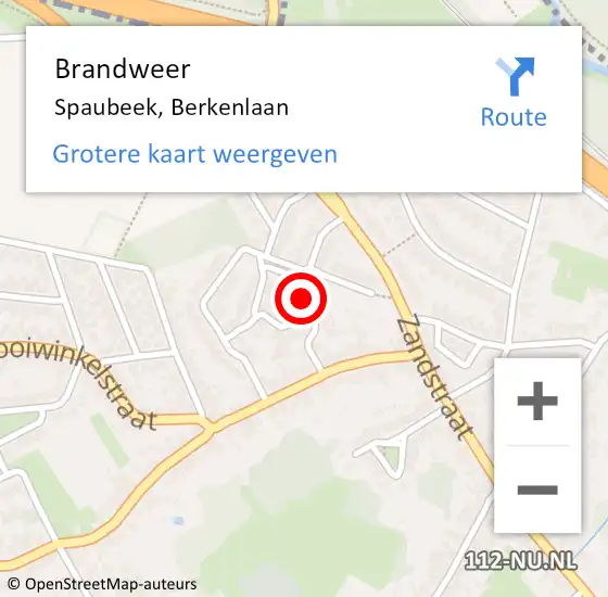 Locatie op kaart van de 112 melding: Brandweer Spaubeek, Berkenlaan op 20 mei 2014 02:28