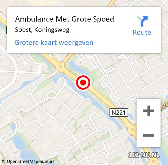 Locatie op kaart van de 112 melding: Ambulance Met Grote Spoed Naar Soest, Koningsweg op 24 september 2020 20:51