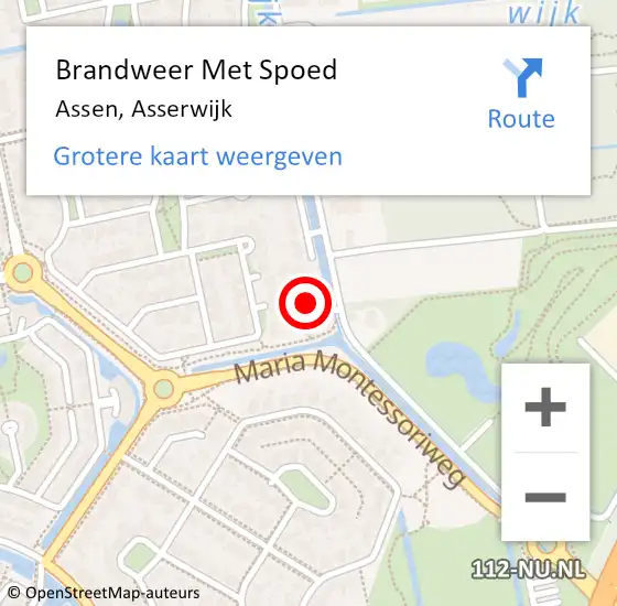 Locatie op kaart van de 112 melding: Brandweer Met Spoed Naar Assen, Asserwijk op 24 september 2020 20:52