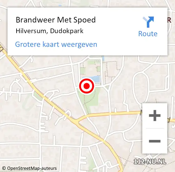 Locatie op kaart van de 112 melding: Brandweer Met Spoed Naar Hilversum, Dudokpark op 24 september 2020 20:57