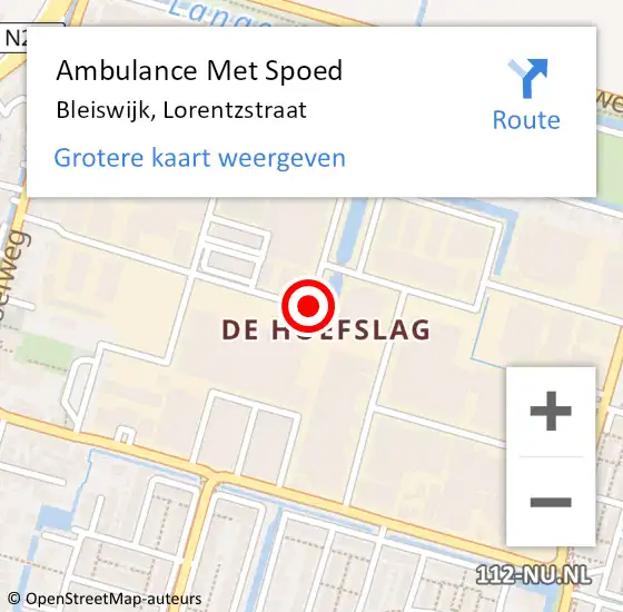 Locatie op kaart van de 112 melding: Ambulance Met Spoed Naar Bleiswijk, Lorentzstraat op 24 september 2020 21:14