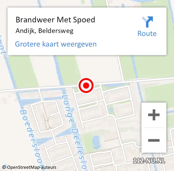 Locatie op kaart van de 112 melding: Brandweer Met Spoed Naar Andijk, Beldersweg op 24 september 2020 21:49