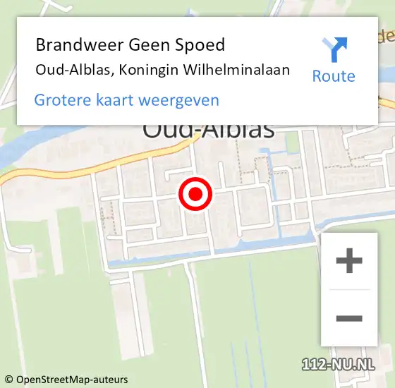 Locatie op kaart van de 112 melding: Brandweer Geen Spoed Naar Oud-Alblas, Koningin Wilhelminalaan op 25 september 2020 02:05