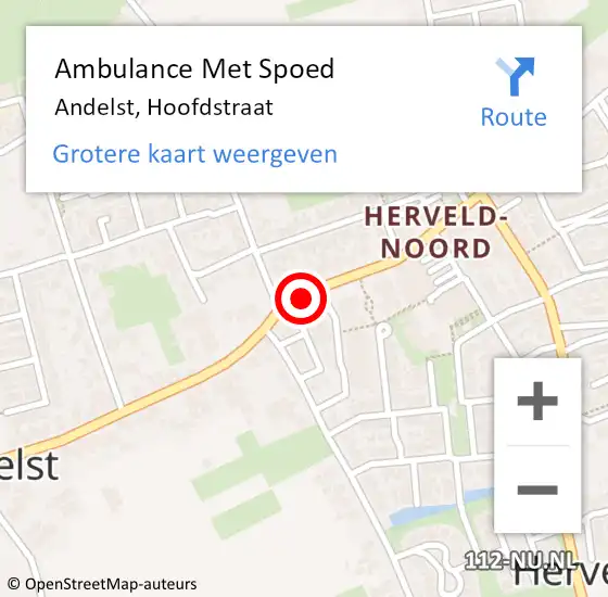 Locatie op kaart van de 112 melding: Ambulance Met Spoed Naar Andelst, Hoofdstraat op 25 september 2020 03:02