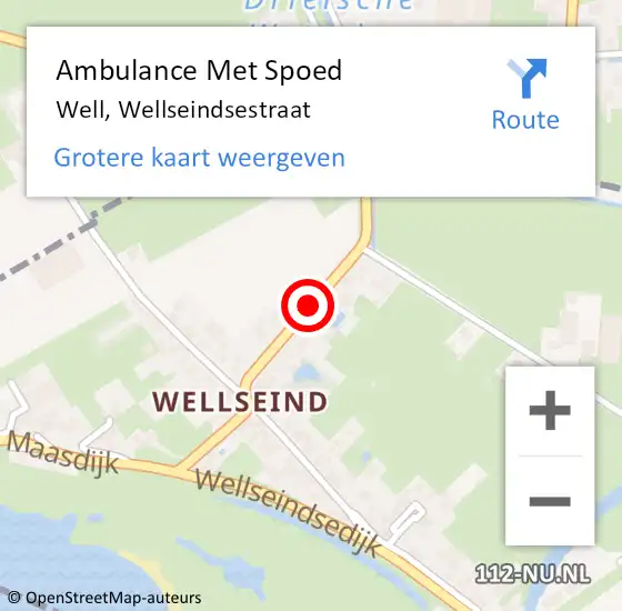 Locatie op kaart van de 112 melding: Ambulance Met Spoed Naar Well, Wellseindsestraat op 25 september 2020 05:21