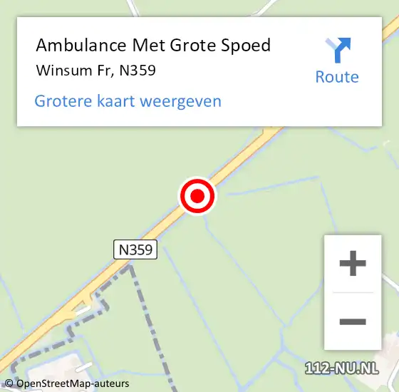 Locatie op kaart van de 112 melding: Ambulance Met Grote Spoed Naar Winsum Fr, N359 op 25 september 2020 05:42