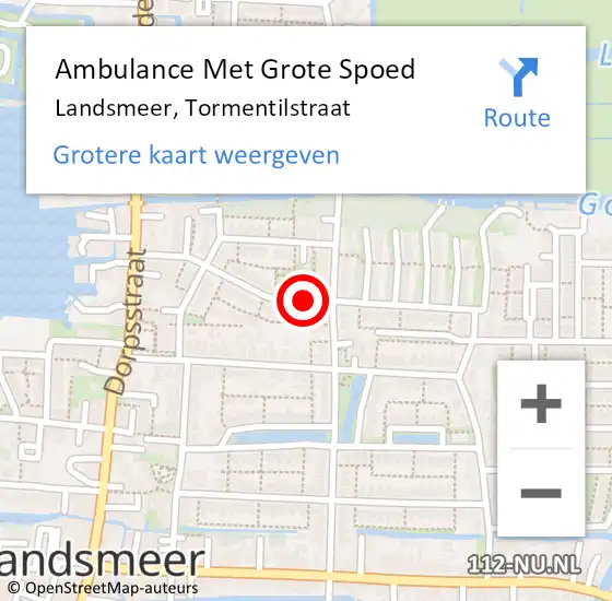 Locatie op kaart van de 112 melding: Ambulance Met Grote Spoed Naar Landsmeer, Tormentilstraat op 25 september 2020 08:15