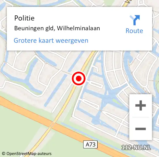 Locatie op kaart van de 112 melding: Politie Beuningen gld, Wilhelminalaan op 25 september 2020 08:18