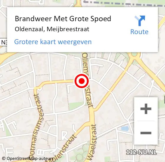 Locatie op kaart van de 112 melding: Brandweer Met Grote Spoed Naar Oldenzaal, Meijbreestraat op 25 september 2020 08:50