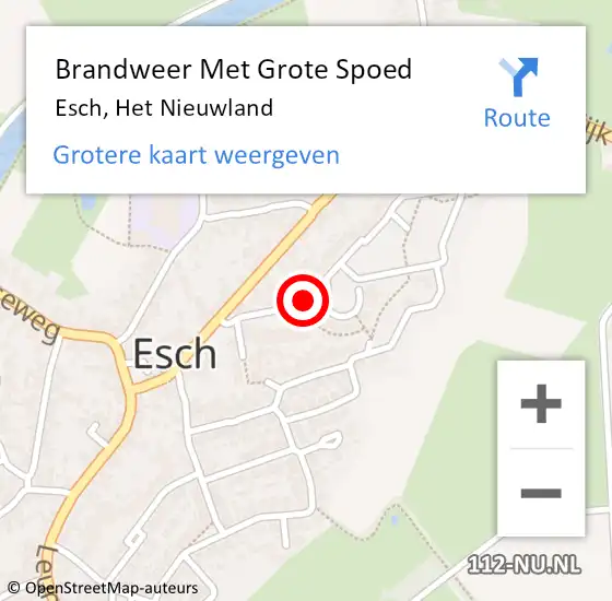 Locatie op kaart van de 112 melding: Brandweer Met Grote Spoed Naar Esch, Het Nieuwland op 25 september 2020 09:07