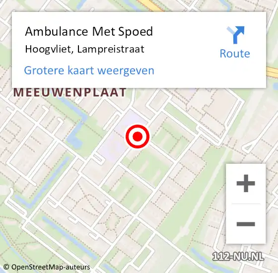 Locatie op kaart van de 112 melding: Ambulance Met Spoed Naar Hoogvliet, Lampreistraat op 25 september 2020 09:13