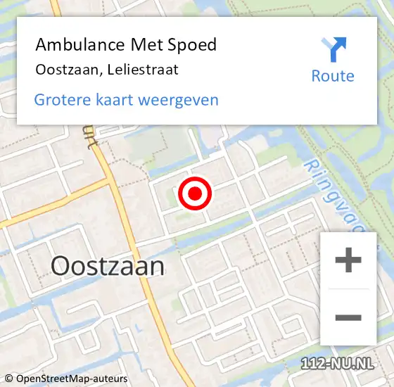 Locatie op kaart van de 112 melding: Ambulance Met Spoed Naar Oostzaan, Leliestraat op 25 september 2020 09:19