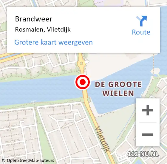 Locatie op kaart van de 112 melding: Brandweer Rosmalen, Vlietdijk op 20 mei 2014 05:06