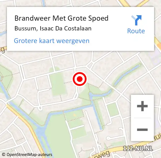 Locatie op kaart van de 112 melding: Brandweer Met Grote Spoed Naar Bussum, Isaac Da Costalaan op 20 mei 2014 05:11