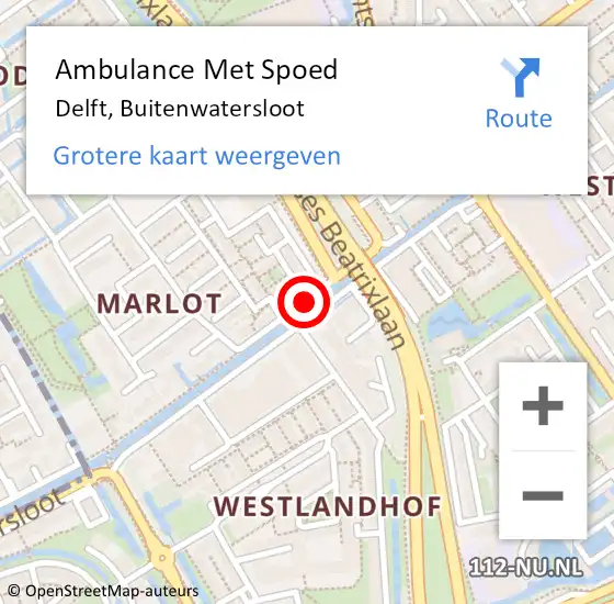 Locatie op kaart van de 112 melding: Ambulance Met Spoed Naar Delft, Buitenwatersloot op 25 september 2020 11:30