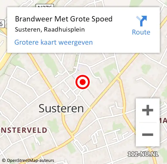 Locatie op kaart van de 112 melding: Brandweer Met Grote Spoed Naar Susteren, Raadhuisplein op 25 september 2020 12:52