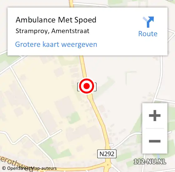 Locatie op kaart van de 112 melding: Ambulance Met Spoed Naar Stramproy, Amentstraat op 25 september 2020 13:09