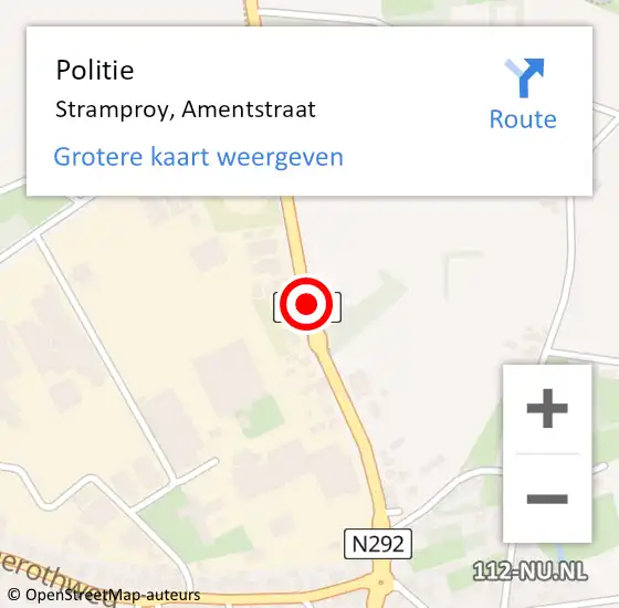 Locatie op kaart van de 112 melding: Politie Stramproy, Amentstraat op 25 september 2020 13:11