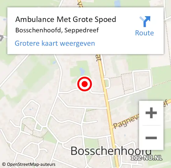 Locatie op kaart van de 112 melding: Ambulance Met Grote Spoed Naar Bosschenhoofd, Seppedreef op 8 september 2013 08:40