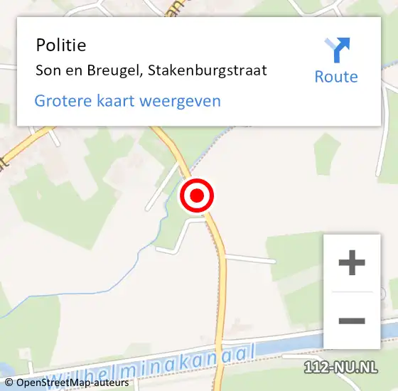 Locatie op kaart van de 112 melding: Politie Son en Breugel, Stakenburgstraat op 25 september 2020 15:35