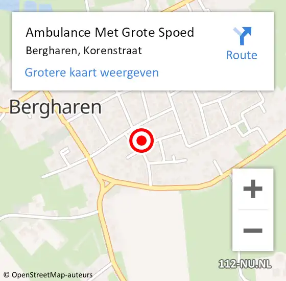 Locatie op kaart van de 112 melding: Ambulance Met Grote Spoed Naar Bergharen, Korenstraat op 20 mei 2014 07:28