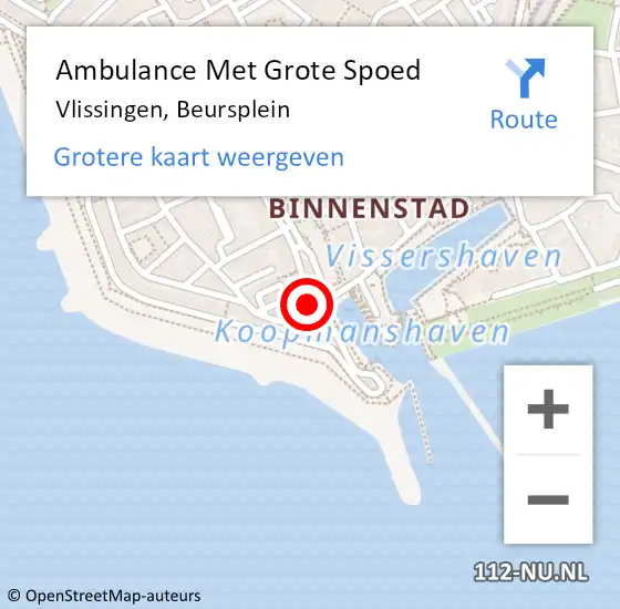 Locatie op kaart van de 112 melding: Ambulance Met Grote Spoed Naar Vlissingen, Beursplein op 25 september 2020 18:50