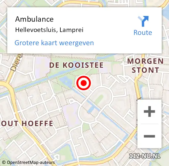 Locatie op kaart van de 112 melding: Ambulance Hellevoetsluis, Lamprei op 25 september 2020 21:28