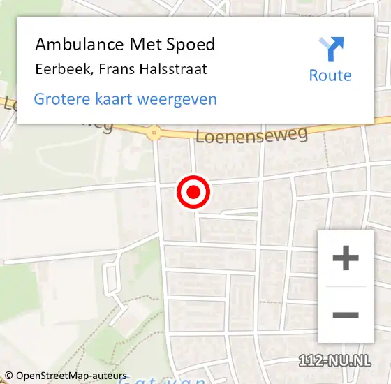 Locatie op kaart van de 112 melding: Ambulance Met Spoed Naar Eerbeek, Frans Halsstraat op 25 september 2020 21:33