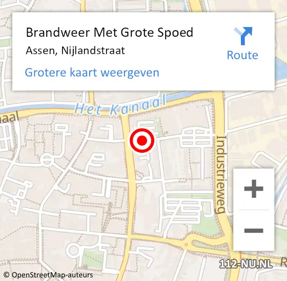 Locatie op kaart van de 112 melding: Brandweer Met Grote Spoed Naar Assen, Nijlandstraat op 25 september 2020 22:17