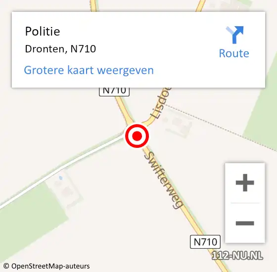 Locatie op kaart van de 112 melding: Politie Dronten, N710 op 25 september 2020 22:57