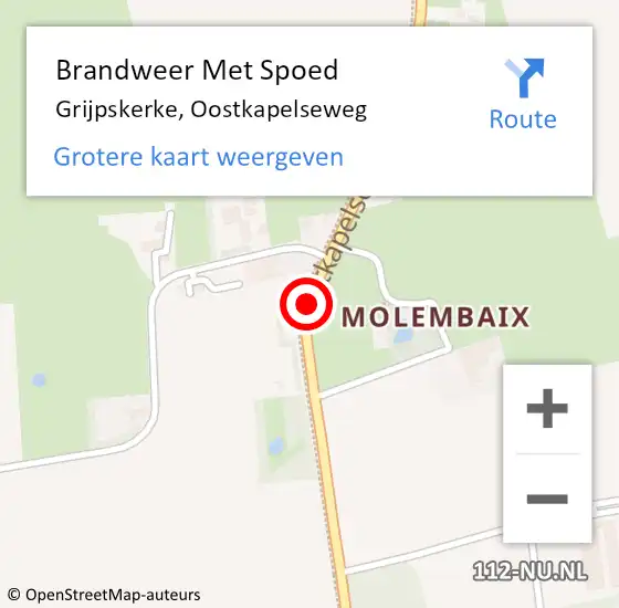 Locatie op kaart van de 112 melding: Brandweer Met Spoed Naar Grijpskerke, Oostkapelseweg op 25 september 2020 23:01