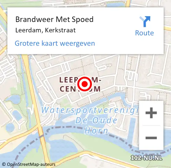 Locatie op kaart van de 112 melding: Brandweer Met Spoed Naar Leerdam, Kerkstraat op 25 september 2020 23:24