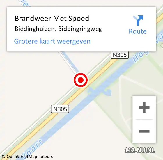 Locatie op kaart van de 112 melding: Brandweer Met Spoed Naar Biddinghuizen, Biddingringweg op 25 september 2020 23:27